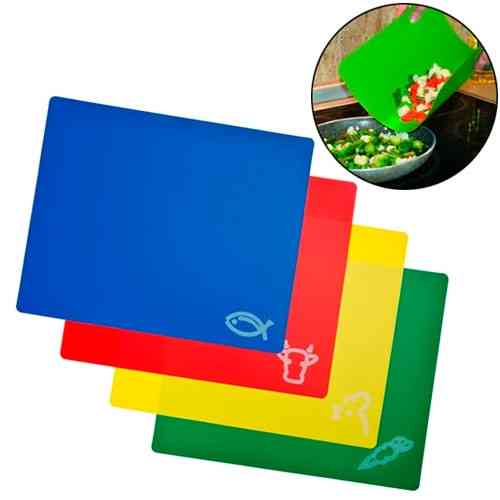 Набір кухонних розділювальних дощок 4шт гнучкі 33×27×0.25 см, кольорові, поліпропілен Київ