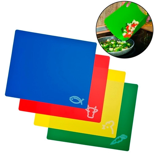Набір кухонних розділювальних дощок 4шт гнучкі 33×27×0.25 см, кольорові, поліпропілен Київ - фото 1
