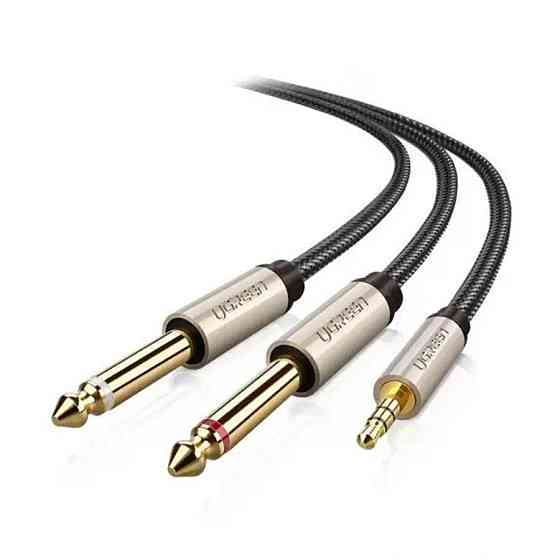 Аудіо кабель UGREEN AV126 3.5mm TRS to Dual 6.35mm TS Audio Cable 2m (Gray)(UGR-10615) Миколаїв