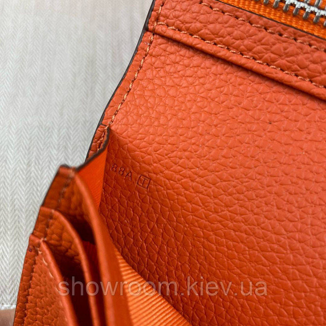 Женский оранжевый кожаный кошелек Hermes (H-5123) Lux Киев - изображение 4