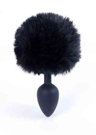 Анальна пробка - Bunny Tail Silicone Black Plug Black Sex Aura Київ