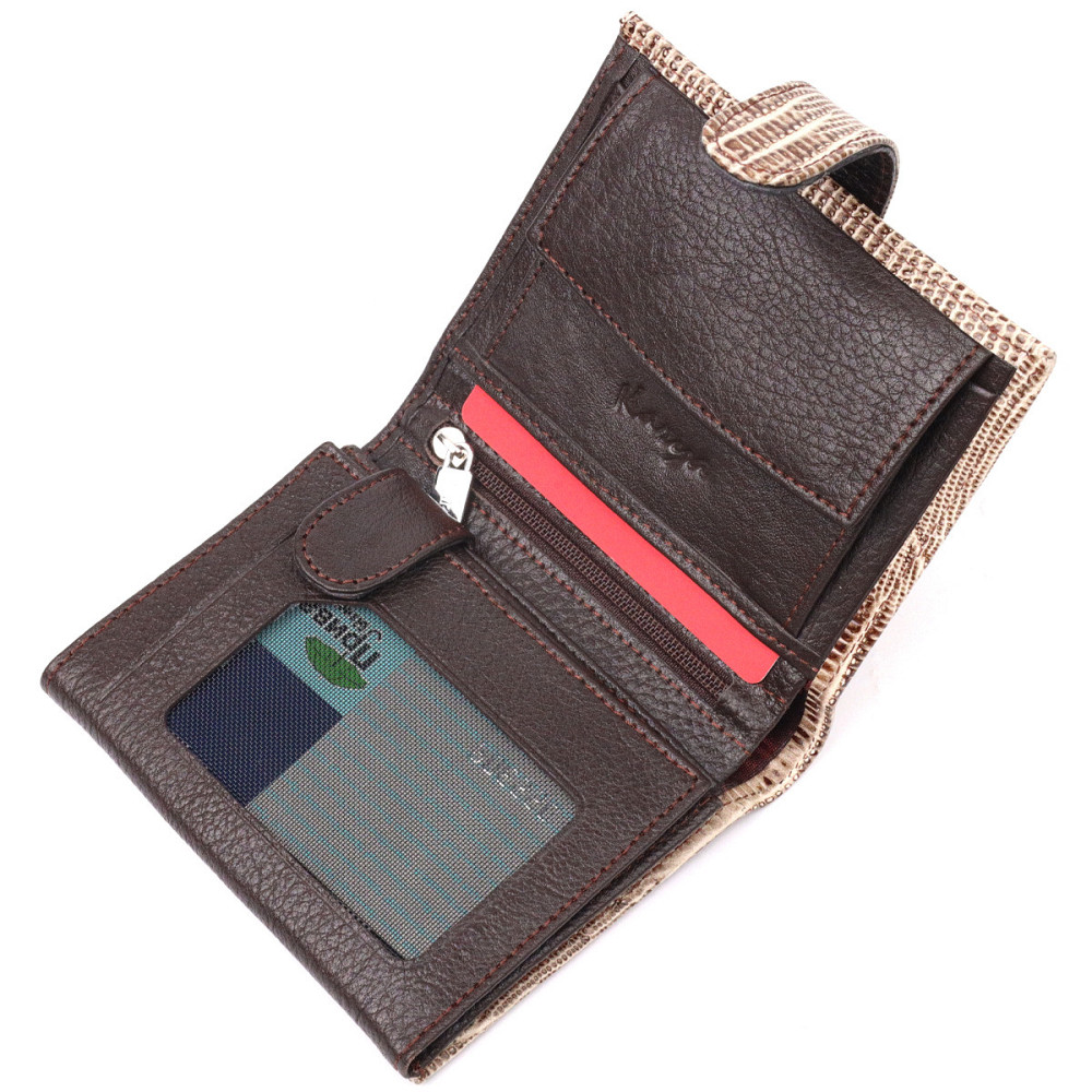 Красивый кошелек из натуральной фактурной кожи KARYA 21041 Бежевый Киев - изображение 6