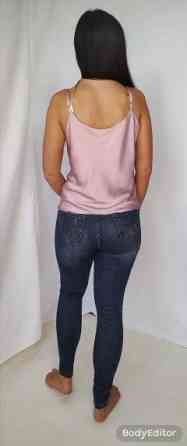 Базовая шелковая майка женская хомут Пудровый М Харьков