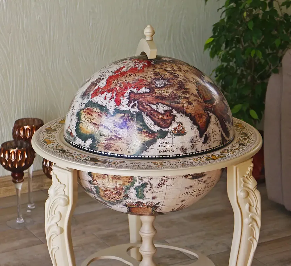 Глобус напольный бар Континенты белый ажурные ножки сфера 45 см Гранд Презент mastersem Киев - изображение 2
