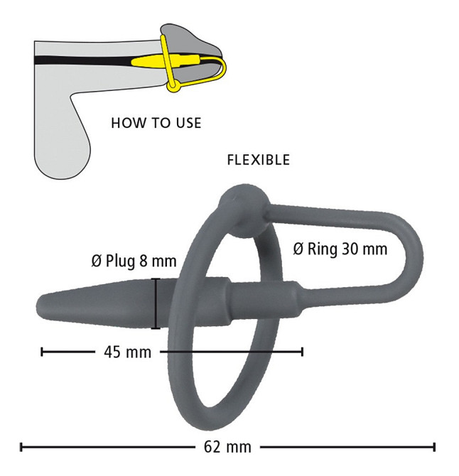 Ерекційне кільце - Penis Plug With Glans Ring Sex Aura Київ - фото 6