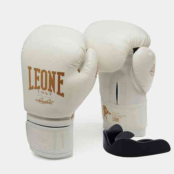 Боксерські рукавиці Leone GN059W White/Gold 16 унцій (капу в комплекті) Кам'янське