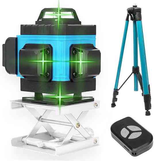 Лазерний рівень 4D на 16 ліній зі штативом і пультом, в кейсі / Лазерний нівелір / Лінійний нівелір Київ