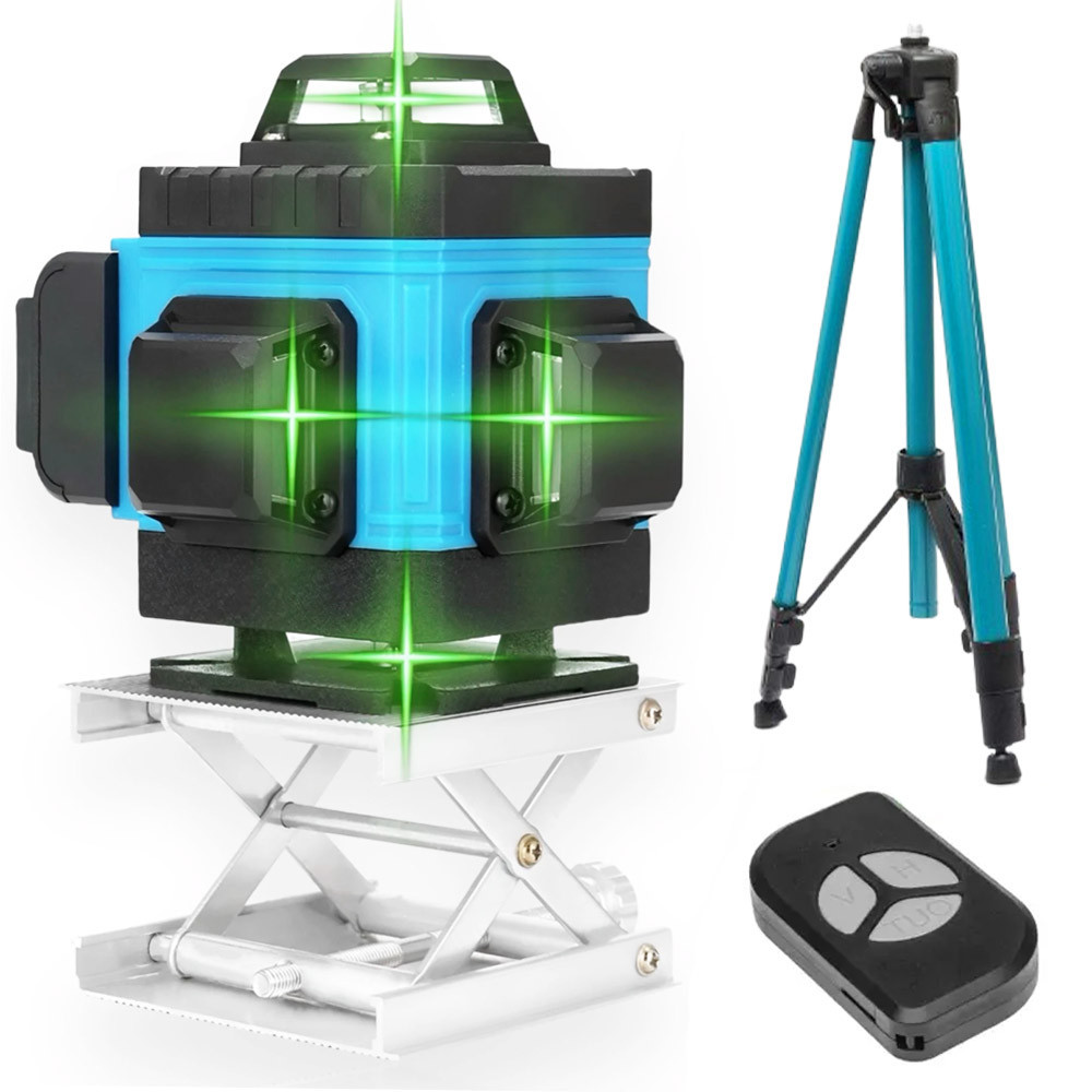 Лазерний рівень 4D на 16 ліній зі штативом і пультом, в кейсі / Лазерний нівелір / Лінійний нівелір Київ - фото 1