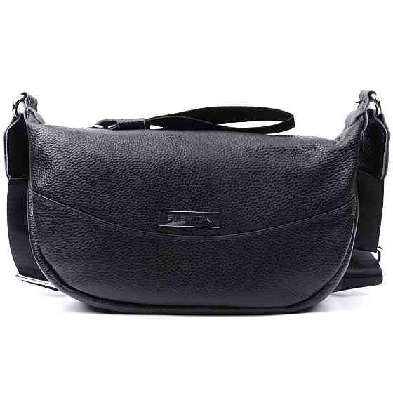 Шкіряна сумка жіноча через плече з незвичайним бігунком брелоком Vintage 22615 Чорна Київ