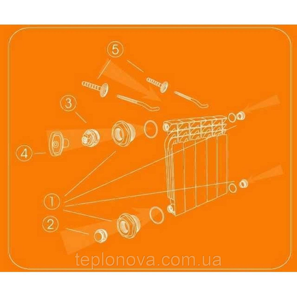 Комплект футорок секционного радиатора CRISTAL NR-2014 3/4″с 2-кронштейнами (HT 405) Черновцы - изображение 2