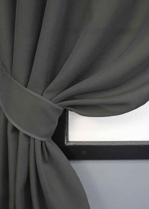 Комплект коротких штор VR-Textil  Лен Мешковина № 1234ш Серый 130х170 см 2 шт (35-0301) Киев - изображение 3