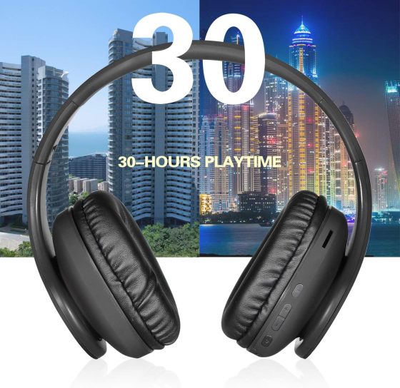 Бездротові Bluetooth-навушники Uomeod V5.0 складні, дротова стереогарнітура з мікрофоном, FM та MicroSD, чорні Київ