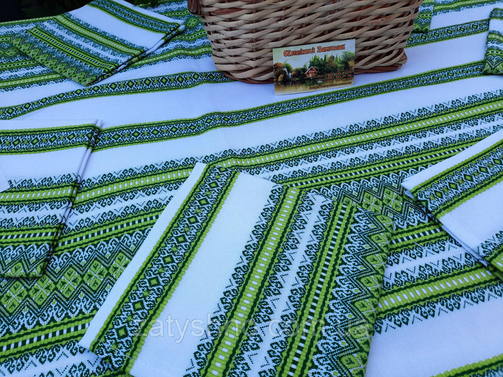 Вишита салатова скатертина на білому Київ - фото 8