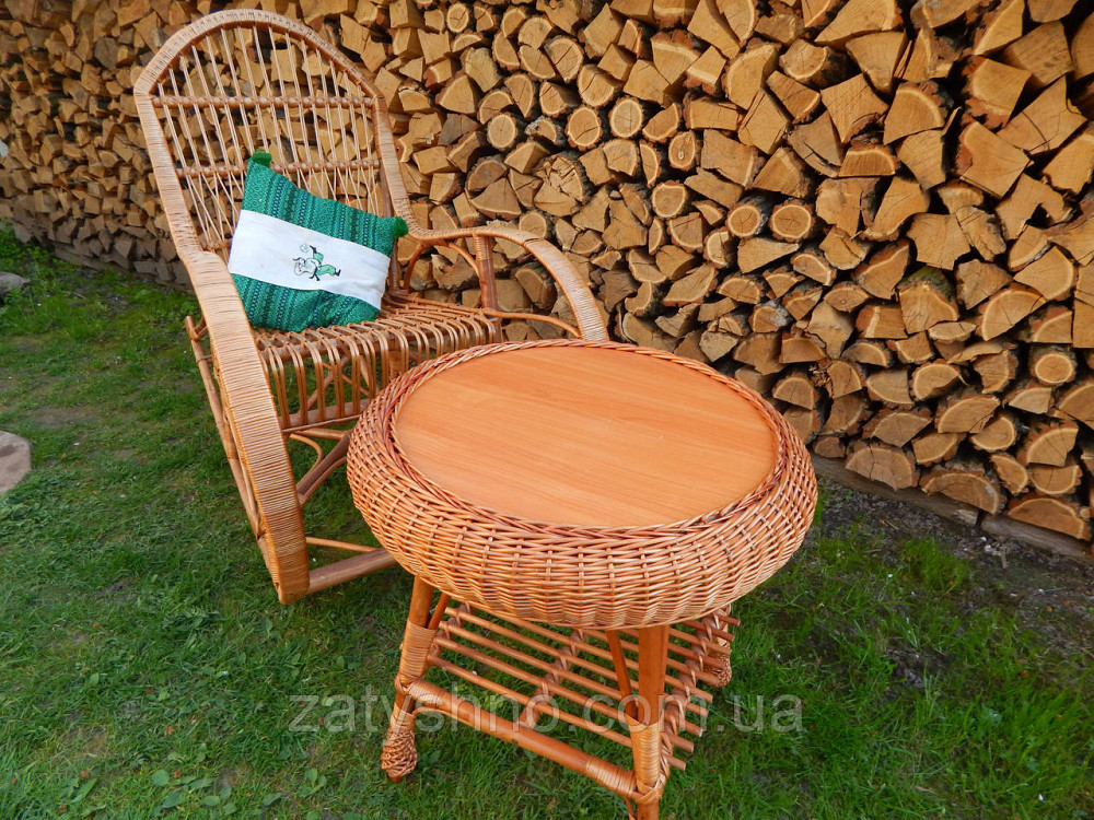 Крісло гойдалка плетена з кавовим столом Київ - фото 2
