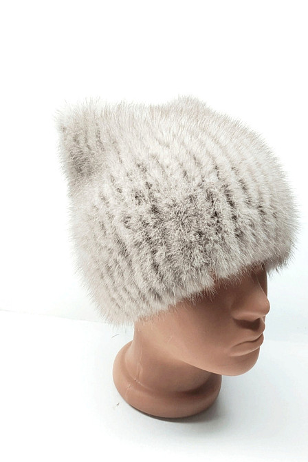 Шапка хутряна жіноча Бант з натурального хутра норки Бежевий Харків - фото 3