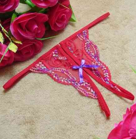 Труси з розрізом червоні еротичні унісекс - розмір універсальний, резинка до 82см Київ