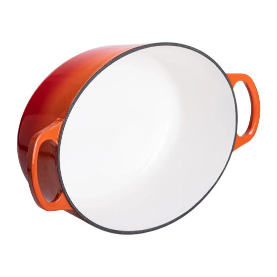 Yiwu Гусятниця чавунна емальована з кришкою на 6 літрів Ø26 см для всіх типів плит Жовтогаряча Коломия