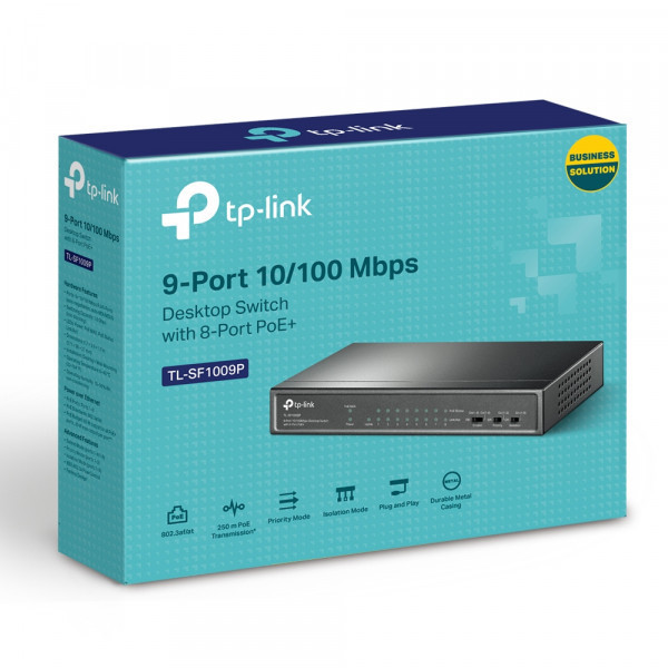 Комутатор TP-Link TL-SF1009P, 9 port 10/100M PoE Switch, 9 10/100M RJ45 ports including 4 PoE ports, Київ - фото 4