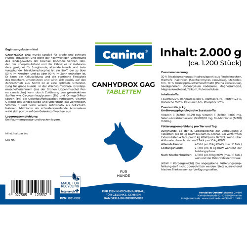 Витаминный комплекс Canina Canhydrox GAG для собак при проблемах с суставами и мышцами 2 кг 1200 табл. Киев - изображение 4