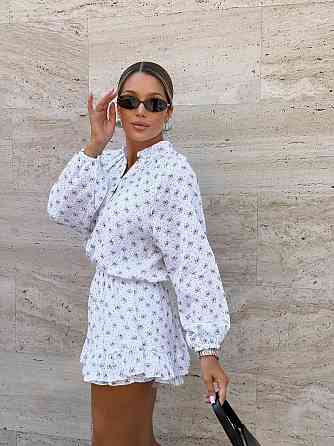 Женское легкое платье-комбинезон с принтом натуральный муслин 42/44, Белый 3 Одесса