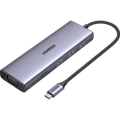Концентратор Ugreen USB3.1 Type-C to HDMI60Hz/VGA/USB 3.0х3/RJ45/SD/TF/PD 100W 9-in-1 CM498 (15600) Вінниця - фото 1