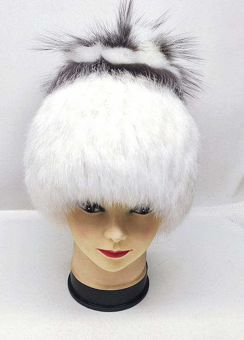 Шапка меховая женская цветок Белла кролик Rex Белый Харьков - изображение 7