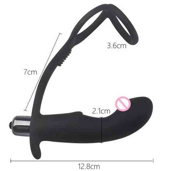 Эрекционное кольцо с вибро массажером простаты - Черный Винница