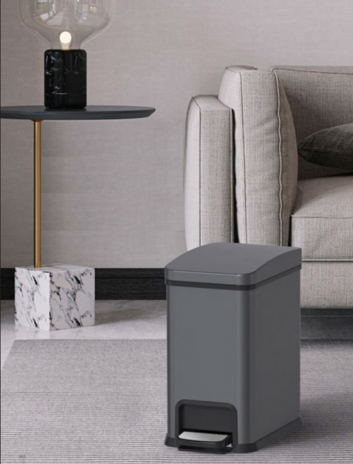Відро для сміття з плавним закриванням прямокутне Koer TC-010108-07 8 л колір графіт антипалець (KR5591) Чернівці - фото 8