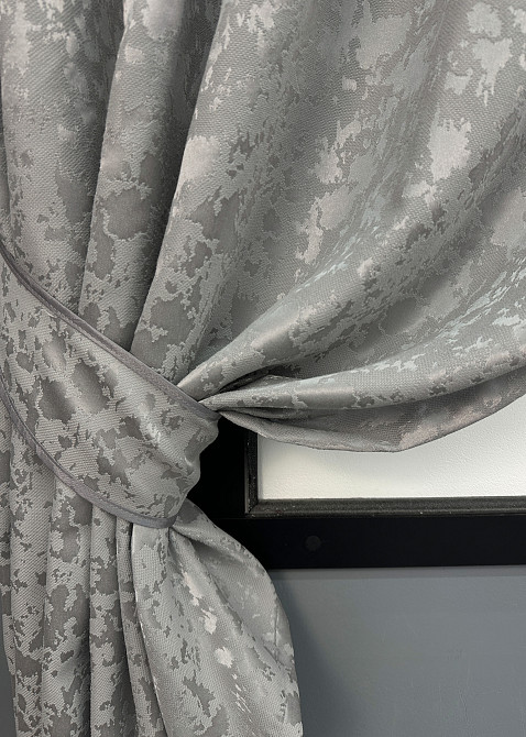 Комплект коротких штор VR-Textil Льон мармур Pavliani VO № 1714ш Сірий 130х170 см 2 шт (35-0340) Київ - фото 4