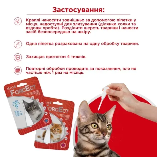 Протипаразитарні краплі ФорсЕкт ForcEct для котів та кошенят 4,0-8,0 кг 1,0 мл, MODES Вінниця