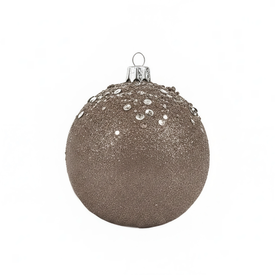 Ялинкова куля 12см з глітером мокко 1201988013 Коломия