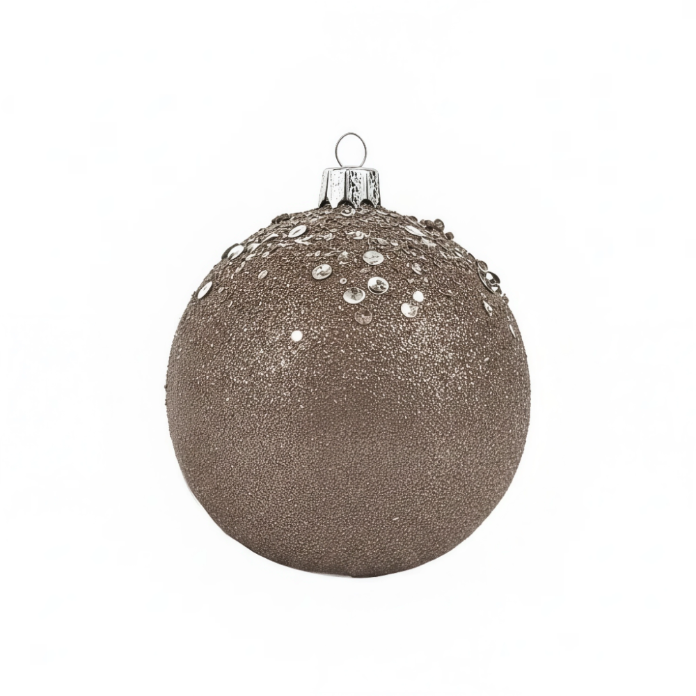 Ялинкова куля 12см з глітером мокко 1201988013 Коломыя - изображение 1