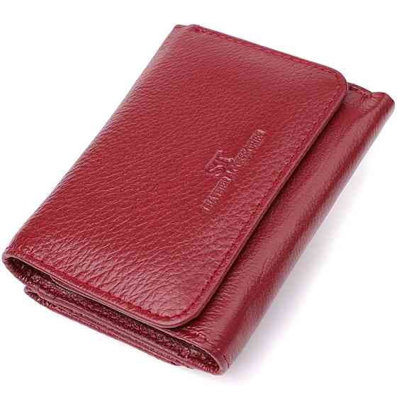 Компактный кошелек удобного формата из натуральной кожи Бордовый (ST Leather) Киев