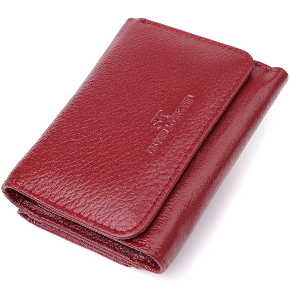 Компактный кошелек удобного формата из натуральной кожи Бордовый (ST Leather) Киев - изображение 5