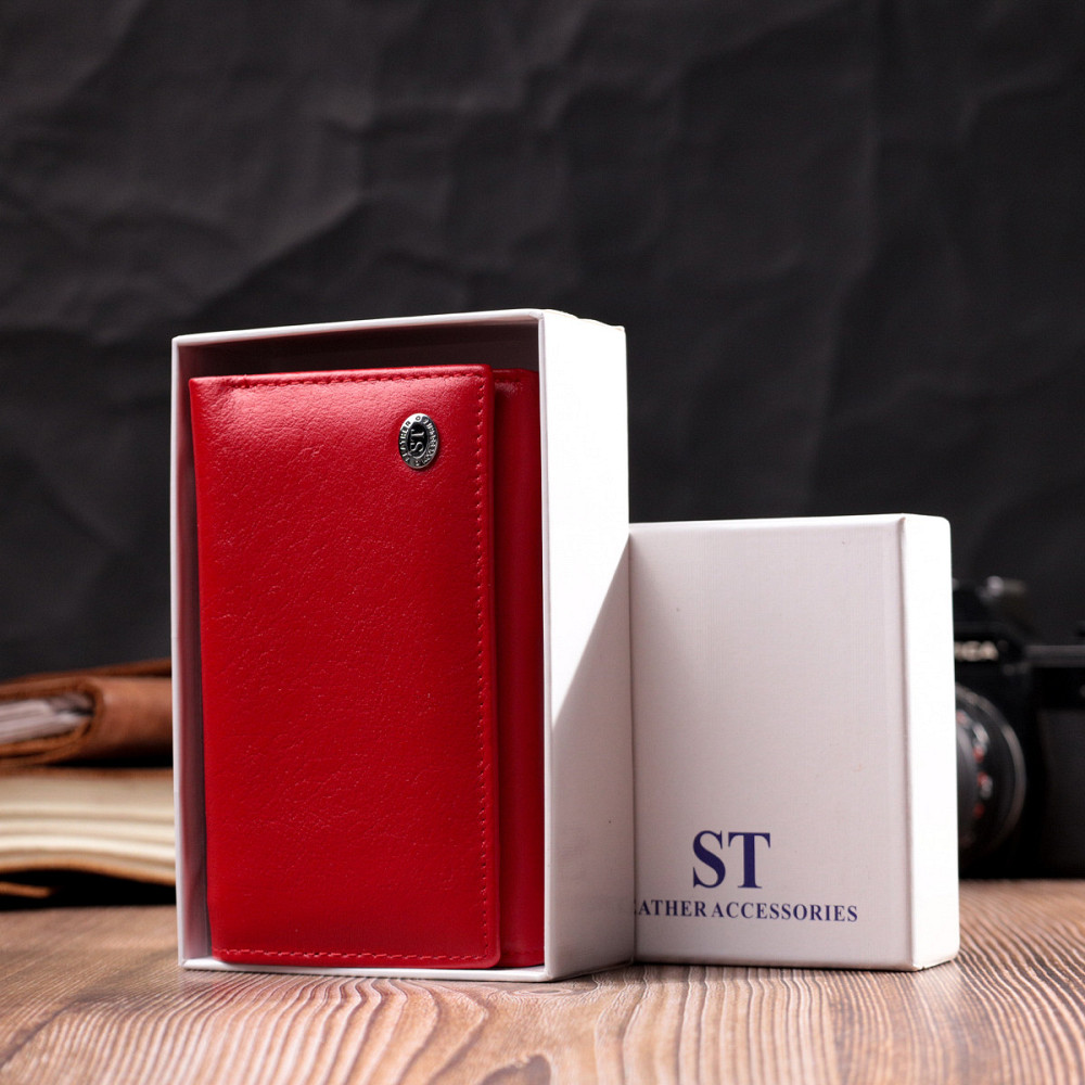 Женский кошелек в три сложения из натуральной кожи ST Leather 19469 Красный Киев - изображение 10