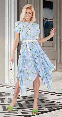 Красивое голубое платье плиссе (44) Киев