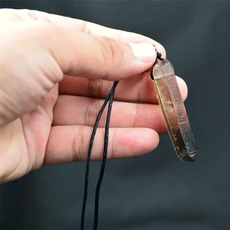 Кулон з димчастого кварцу на регульованому шнурку | Необроблений кристал для захисту та заземлення Київ - фото 5