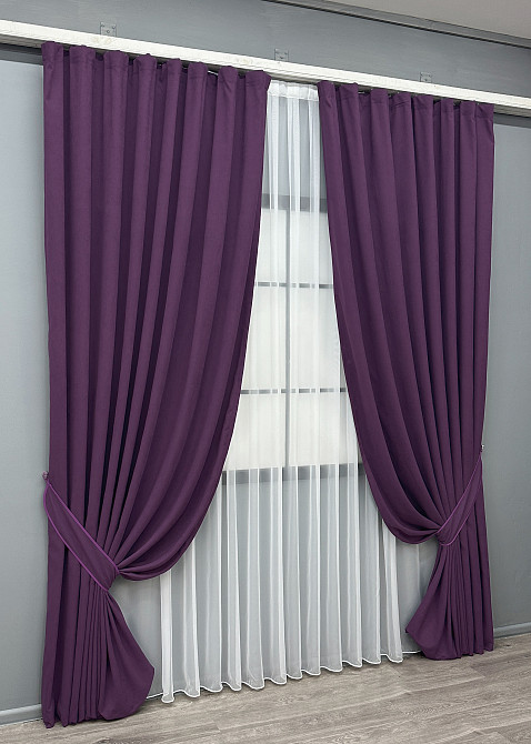 Комплект готових штор VR-Textil Мікровелюр Petek № 1509ш Фіолетовий 200х290 см 2 шт (32-513) Київ - фото 3