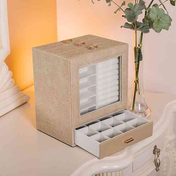 Шкатулка для прикрас з еко-шкіри, 3 яруси Київ