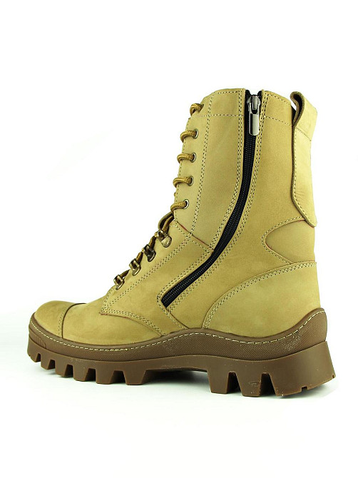 Мужские военные кожаные демисезонные берцы бежевые, крепкие тактические берцы на замке Львов - изображение 6