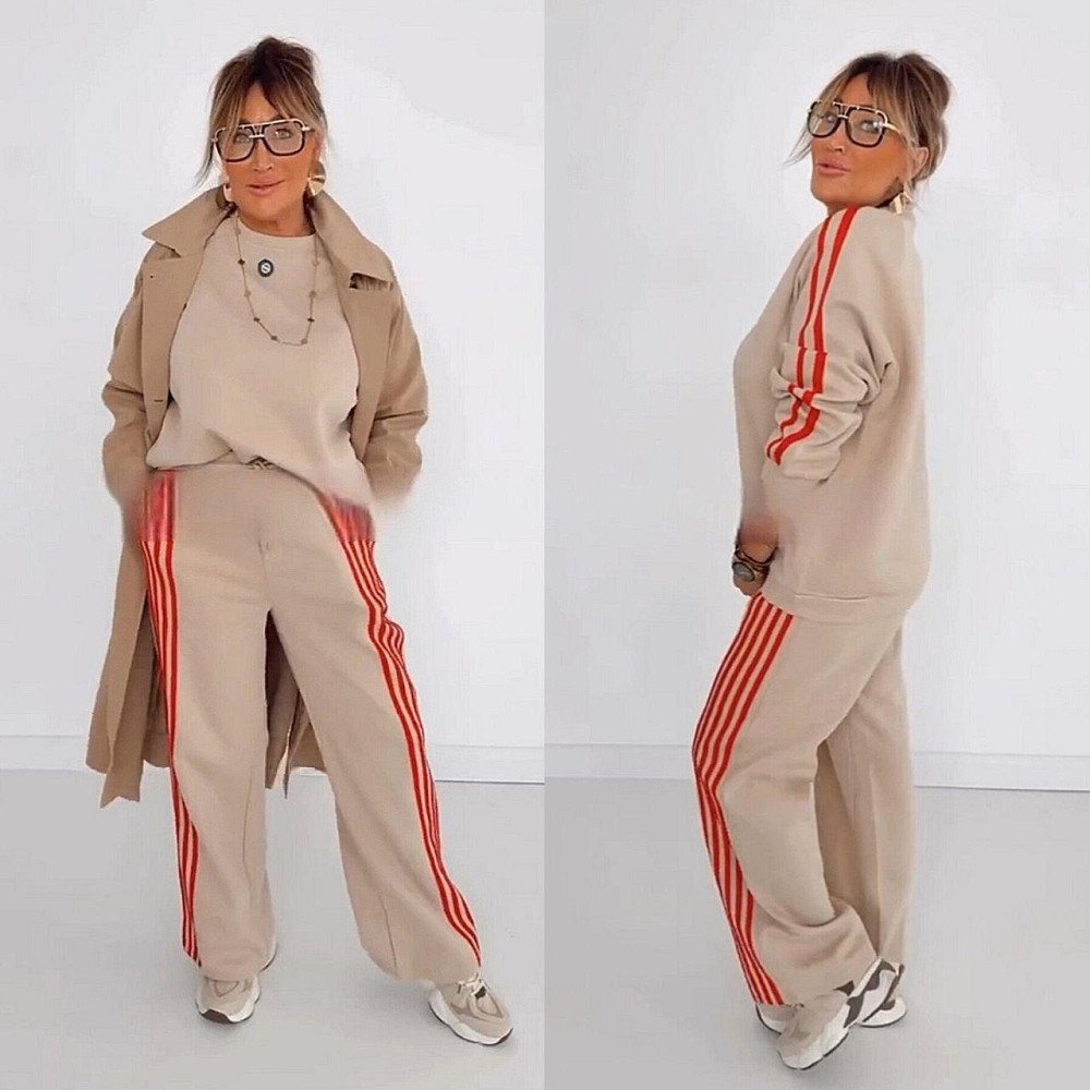 Женский теплый костюм двойка батал с лампасами пума плюш Бежевый, 52/54 Одесса - изображение 1