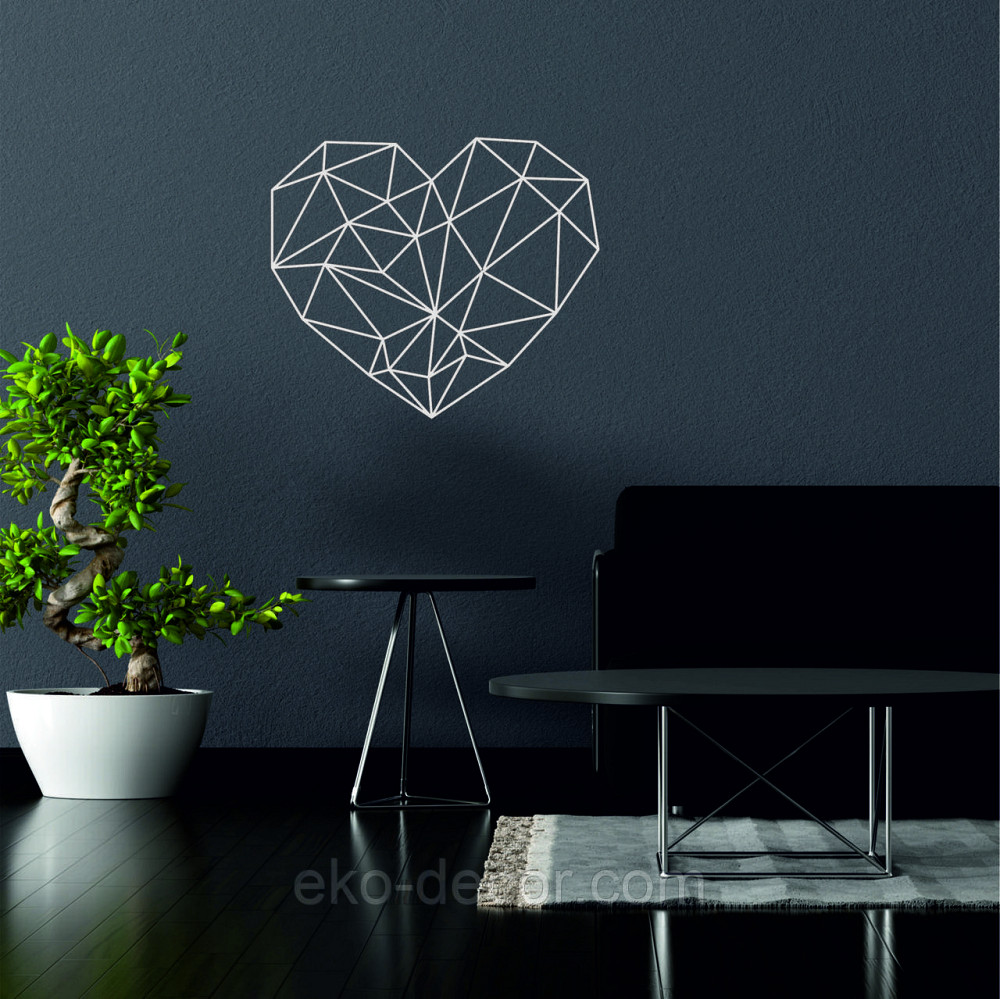 Декоративное настенное Панно «Сердце» Декор на стену 50*42 см, Белый Киев - изображение 2