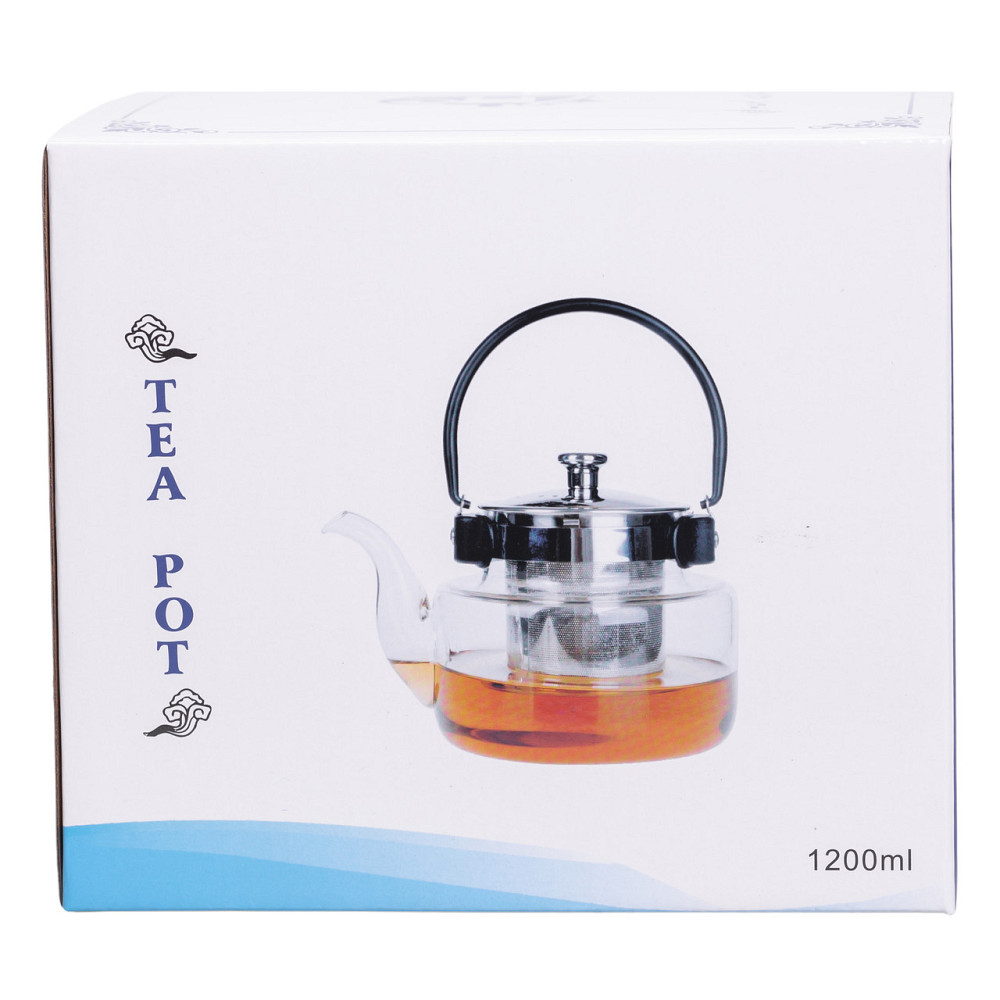 Yiwu Заварник скляний чайник 1.1 л з ручкою і фільтром прозорий HP-33-4 Киев - изображение 3