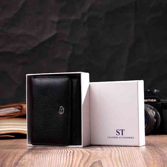 Женский горизонтальный кошелек из натуральной кожи ST Leather 19477 Черный Киев