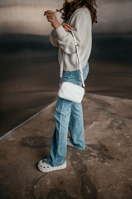 Женская сумочка, Стильная сумка из натуральной кожи, Маленькая белая сумка клатч на каждый деньMasterSem Киев - изображение 1