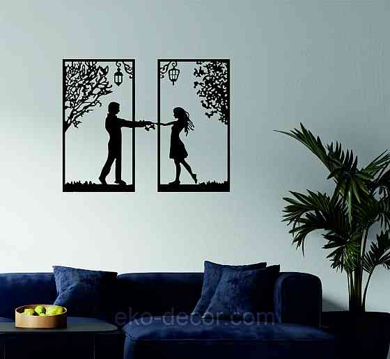 Декоративное настенное Панно «Девушка и парень» Декор на стену 90*71 см, Черный Киев