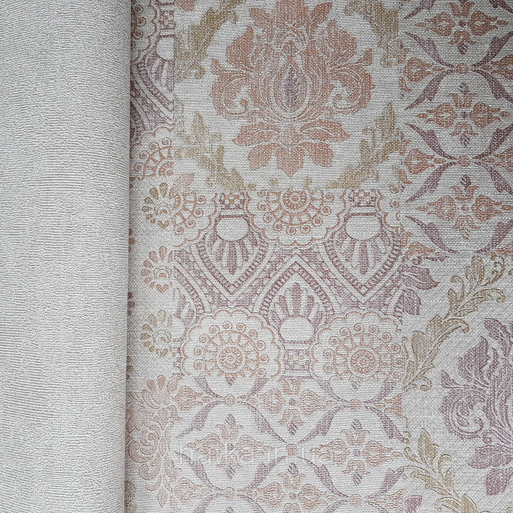 Шпалери метрові вінілові на флізелін Yuanlong Samsara східний стиль під килим бузкові золотом на сірому 3д Київ - фото 2