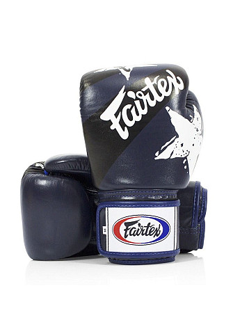 Боксерські рукавиці Fairtex BGV1 Nation Print Blue 10 унцій (бинти в комплекті) Кам'янське - фото 2