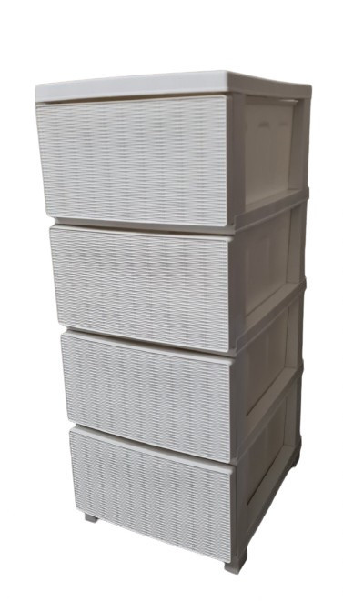 Комод пластиковий "Ротанг" 4 яруси 86*43*34см, R-Plastic, білий Одеса - фото 4