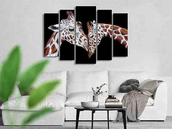 Модульна картина у вітальню / спальню Жирафи Art-240_5 ( 80х118см ) Київ